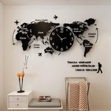 WOODEN WORLD MAP WITH CLOCK