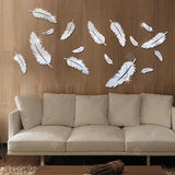 Feather Shape Mural Decals - Silver