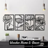 4 Panel Tree Woodem Wall Art