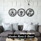 Flower Set Wooden Wall Art