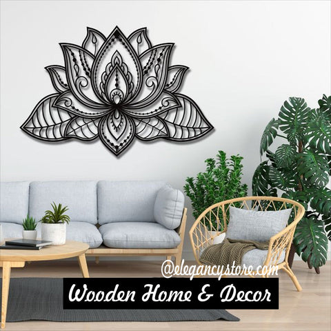 Single Pc Lotus Wooden Wall Hanging