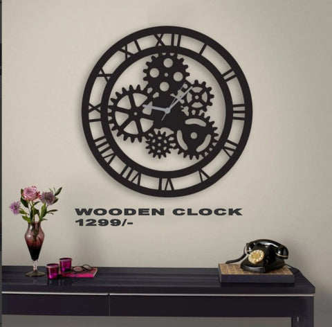 wooden wall clock gear