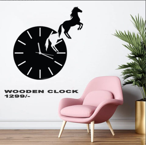 wooden horse clock