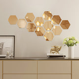 12X Acrylic Hexagon wall decor Mirror (GOLD)